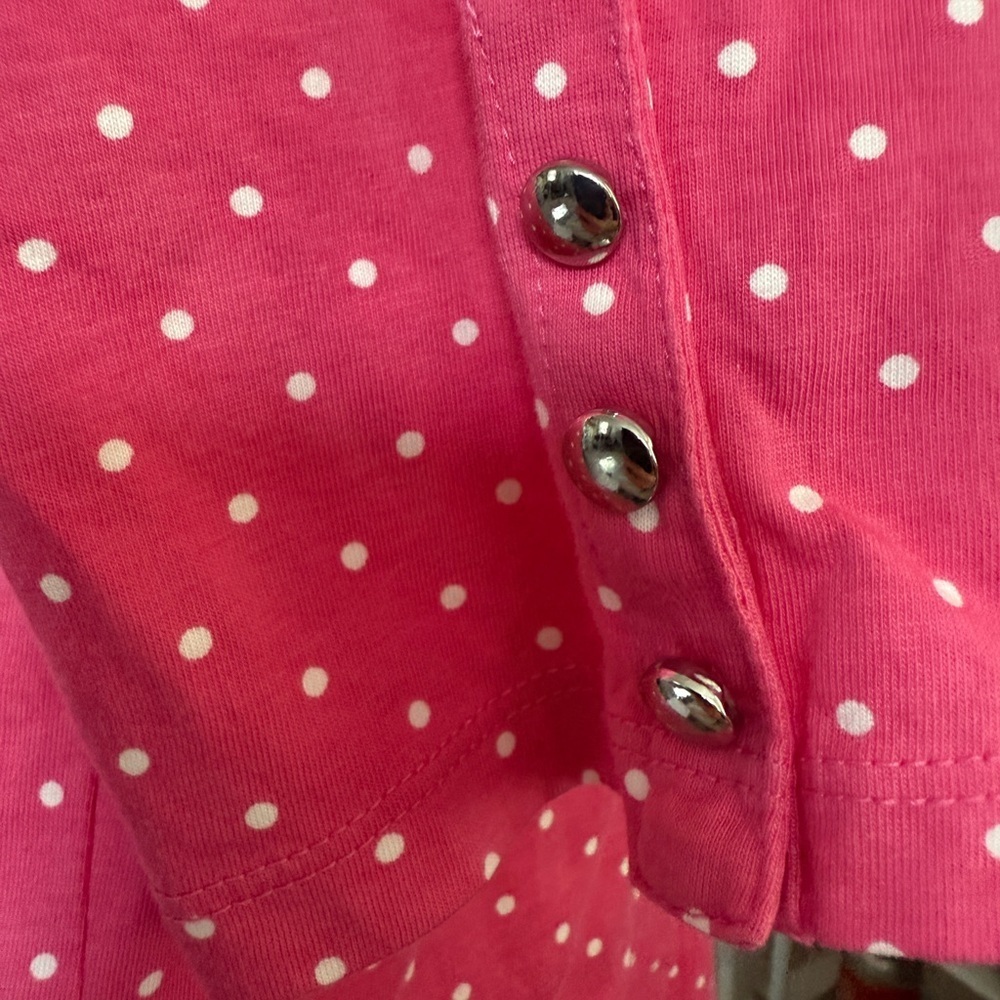 Talbots Pima Cotton Pink Polka Dot Boat Neck Top Size Medium - Picture 4 of 5